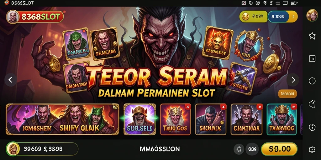 Screenshot utama 8368SLOT menampilkan aksi mendebarkan dalam suasana gelap dan menyeramkan.