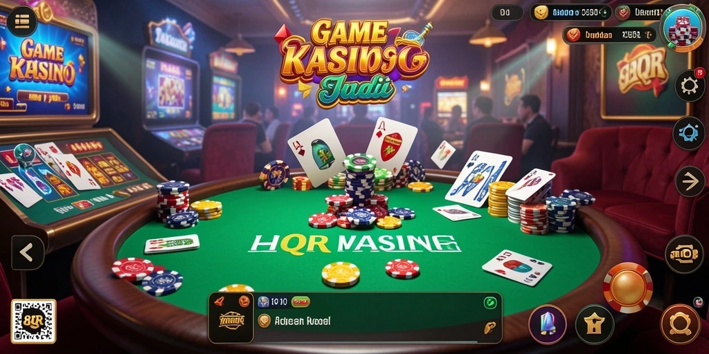 Screenshot gameplay 8QR dengan berbagai permainan Kasino yang menarik.