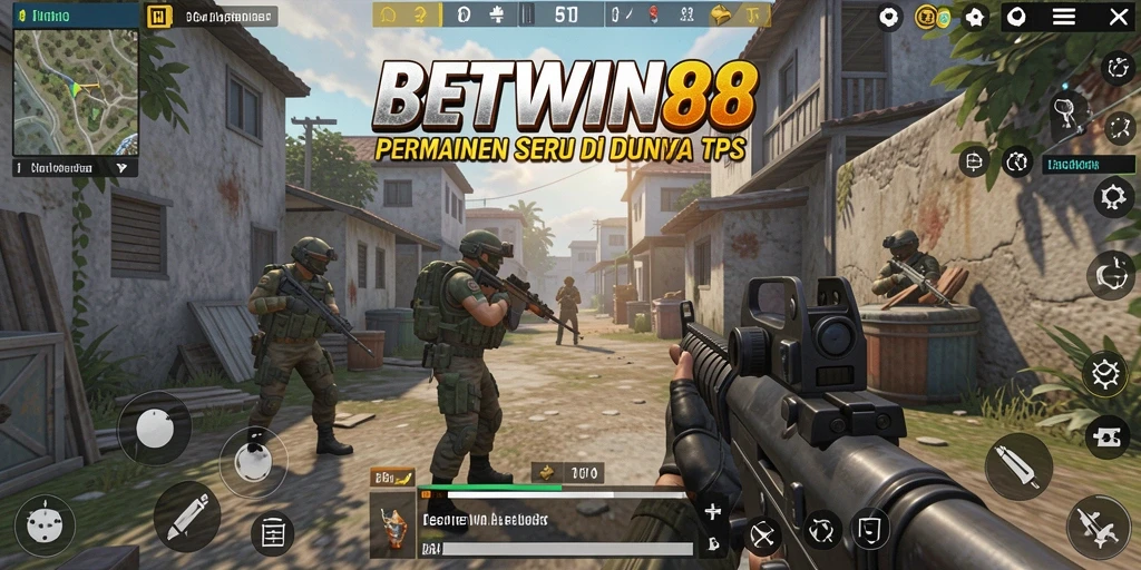 Screenshot utama BETWIN88 menampilkan aksi seru dalam game TPS.