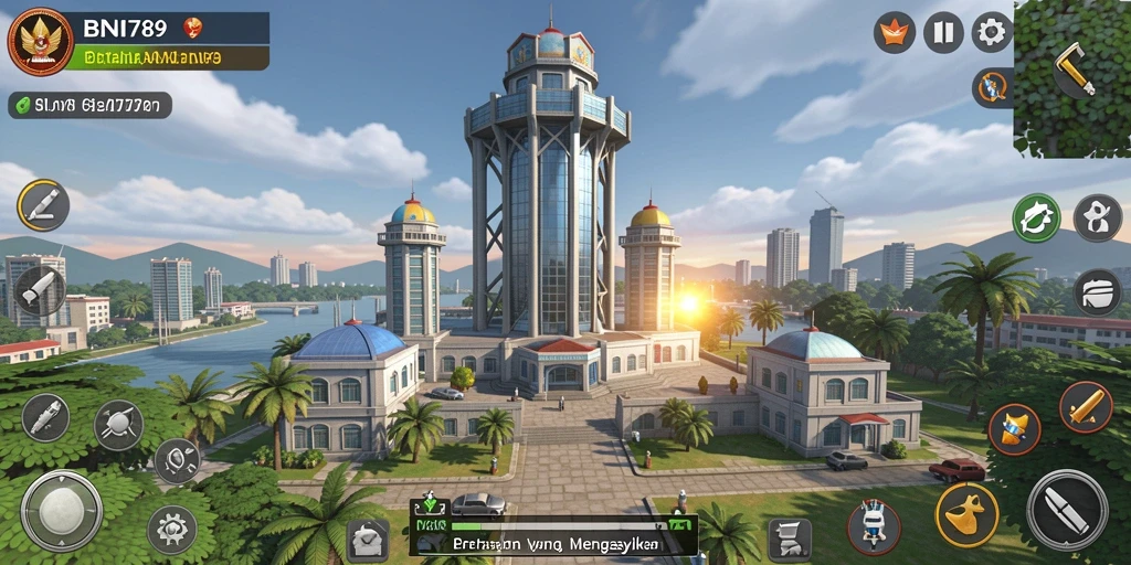 Screenshot gameplay BNI789 menampilkan aksi Tower Defense yang mendebarkan.