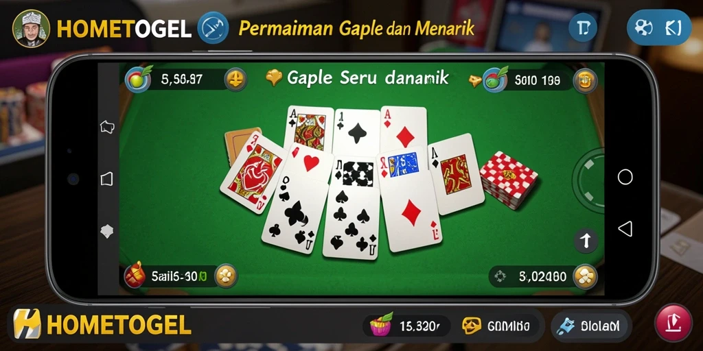 Screenshot gameplay HOMETOGEL dengan suasana bermain Gaple yang seru.