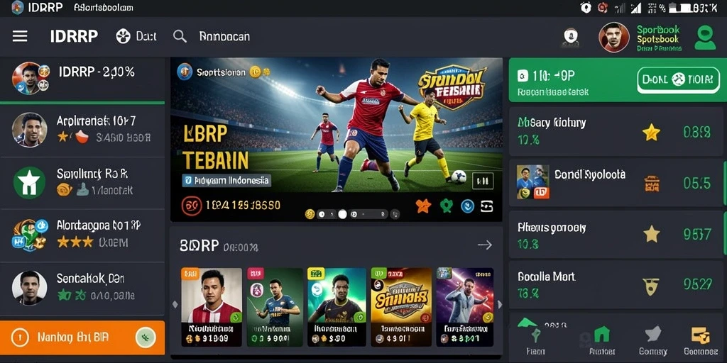 Tampilan aplikasi IDRRP yang menarik dengan gameplay Sportsbook.