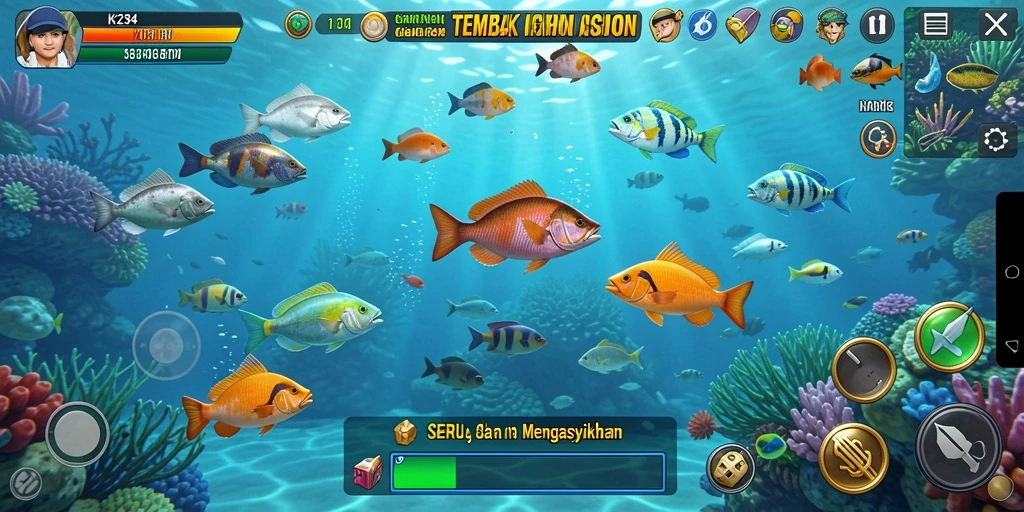 Tampilan gameplay K234 yang menarik dengan aksi menembak ikan.