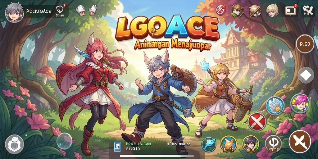 Tangkapan layar LGOACE menampilkan pertarungan seru di dunia anime.