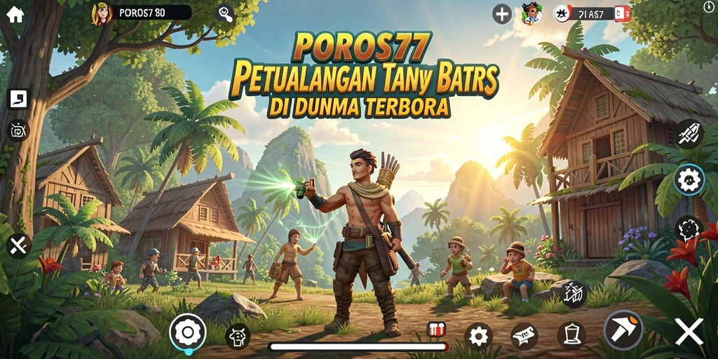 Tampilan gameplay POROS77 di dunia terbuka yang luas dan menakjubkan.