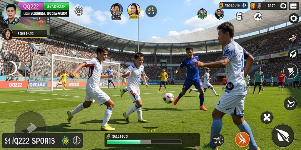 Tampilan gameplay QQ222 yang menampilkan aksi olahraga mendebarkan.