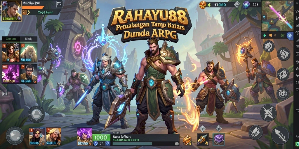 Tampilan gameplay RAHAYU88 dengan karakter yang sedang bertarung di dunia fantasi.