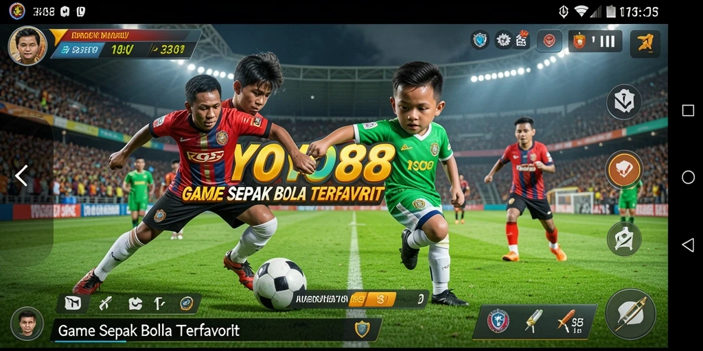 Screenshot gameplay menampilkan aksi seru dalam game Sepak Bola.