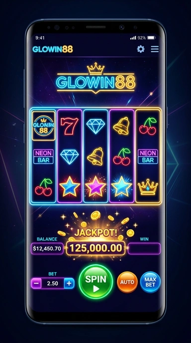 Tampilan aplikasi glowin88 yang menampilkan berbagai kategori aplikasi.